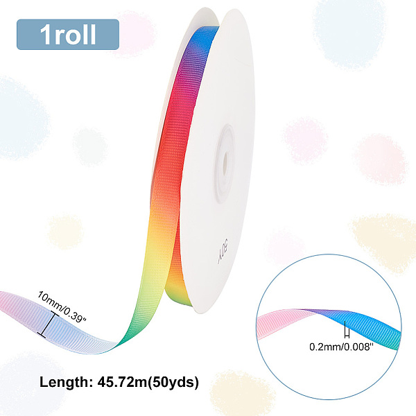 Ph Pandahall 50 ヤードレインボーリボンダークグラデーションカラーリボン 10 ミリメートルサテンポリエステルリボン片面カラフルなプリントリボン Diy 衣類ホリデー結婚式の装飾ギフトラッピングリボン作り
