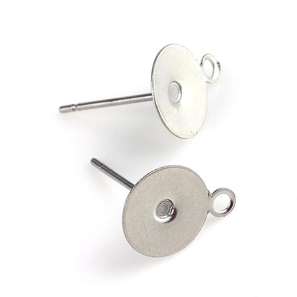 

PandaHall 304 Stainless Steel Stud Earring Settings, with Loop, Flat Round, Stainless Steel Color, Tray: 8mm, 10x8mm, Hole: 1mm, Pin: 0.8mm...