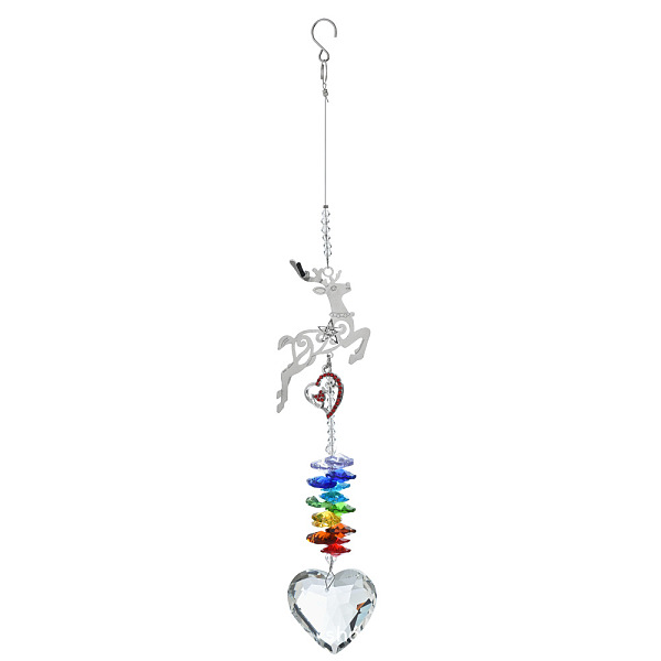 

PandaHall Christmas Glass Heart Pendant Decoration, Hanging Suncatchers, with Iron Findings and Glass Bead, for Window Home Garden...