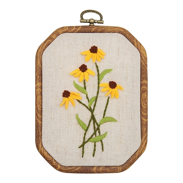 

PandaHall DIY Flower Pattern Embroidery Starter Kit, Including Embroidery Cloth & Thread, Needle, Embroidery Frame, Instruction Sheet, Gold...