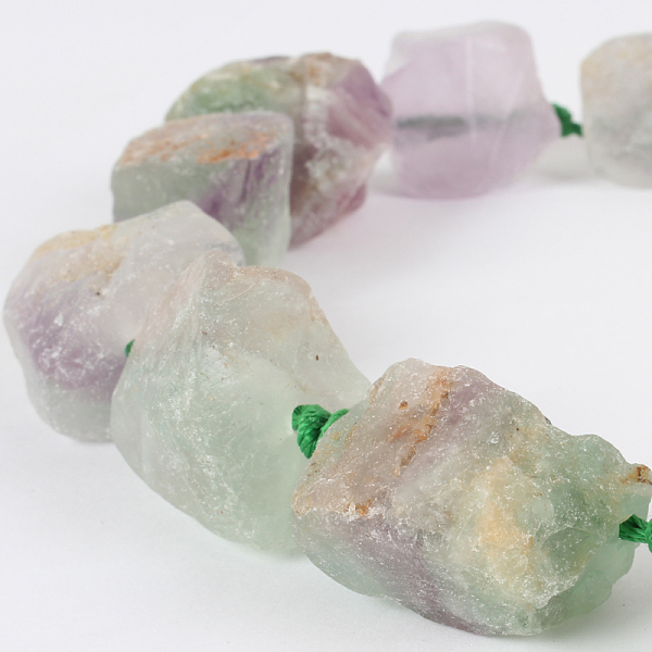 Natural Gemstone Fluorite Rough Nuggets Bead Strands