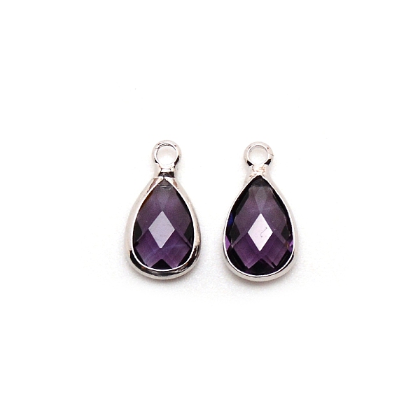 

PandaHall Faceted Glass Pendants, with Brass Findings, February Birthstone Pendant, Teardrop, Platinum, Indigo, 13.5x7.5x4mm, Hole: 1.6mm..., Purple