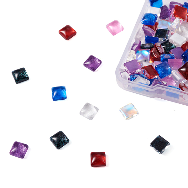 

PandaHall Cheriswelry 140Pcs 7 Colors Electroplate Glass Cabochons, Transparent, Faceted, Square, Mixed Color, 6x6x3.5mm, 20pcs/color Glass..., Multicolor