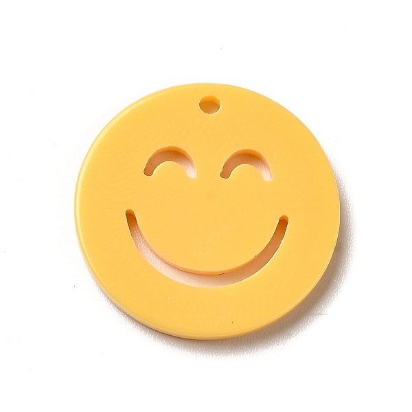 

PandaHall Opaque Acrylic Pendants, Flat Round with Smiling Face, Gold, 19.5x2mm, Hole: 1.4mm Acrylic Flat Round Gold