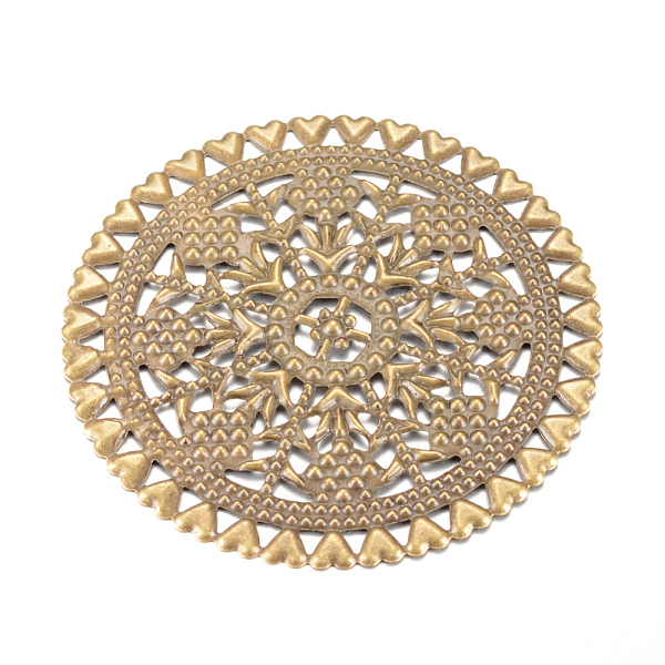 

PandaHall Iron Links, Etched Metal Embellishments, Flat Round, Antique Bronze, 60x1mm Iron Flat Round