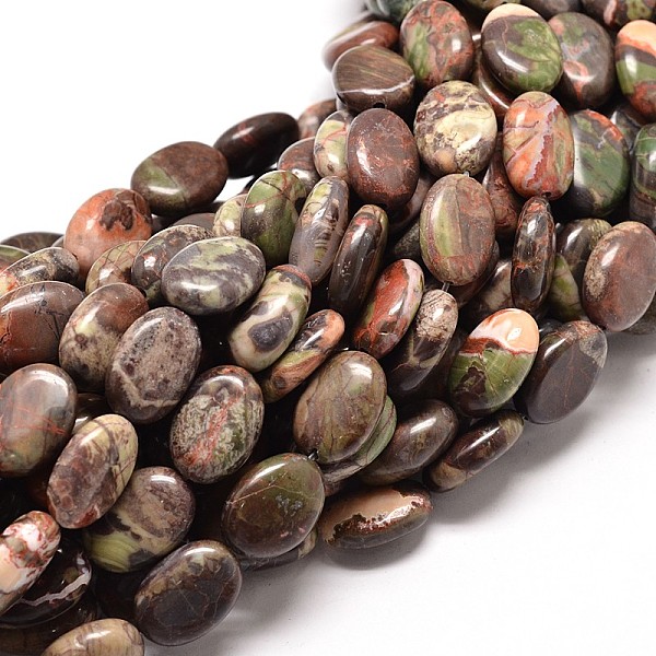 

PandaHall Natural Ocean Jasper Beads Strands, Oval, 18x13x6mm, Hole: 1mm, about 23pcs/strand, 16 inch Ocean Jasper Oval