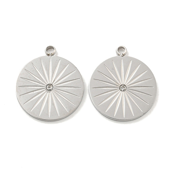 

PandaHall 304 Stainless Steel Pendants, with Crystal Rhinestone, Flat Round Charms, Stainless Steel Color, 17x14.5x1mm, Hole: 1.4mm..., Clear