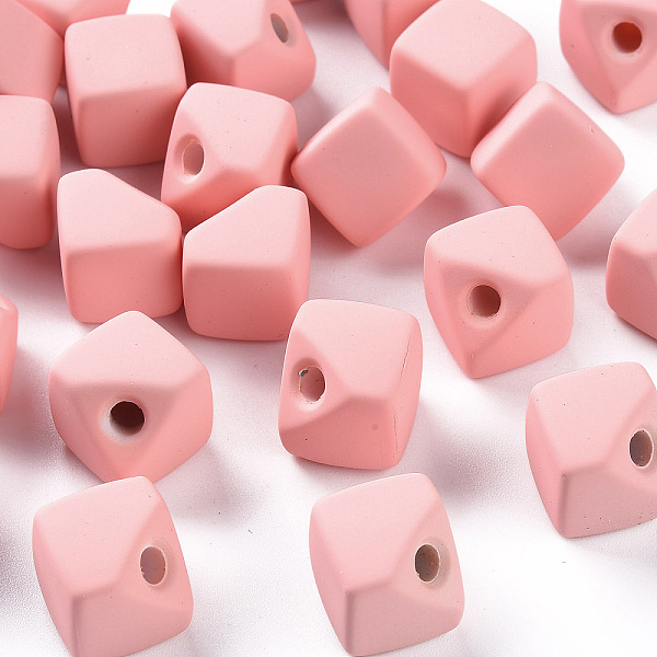

PandaHall Acrylic Beads, Rubberized Style, Half Drilled, Gap Cube, Light Coral, 13.5x13.5x13.5mm, Hole: 3.5mm Acrylic Cube