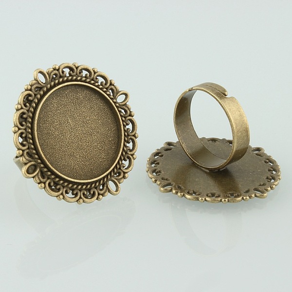 

PandaHall Vintage Adjustable Iron Finger Ring Components Alloy Cabochon Bezel Settings, Cadmium Free & Nickel Free & Lead Free, Antique...