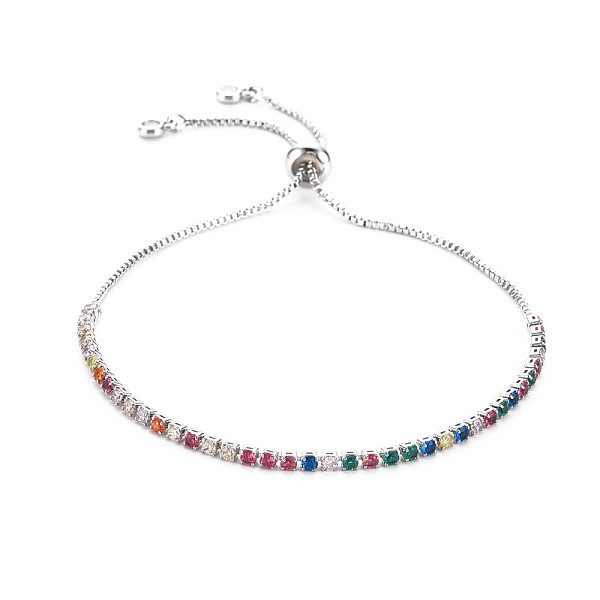 

PandaHall Cubic Zirconia Tennis Bracelet, Real Platinum Plated Brass Slider Bracelet for Women, Nickel Free, Colorful, 10.63 inch(27cm)...