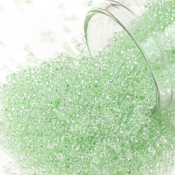 

PandaHall TOHO Round Seed Beads, Japanese Seed Beads, (172) Pale Green Transparent Rainbow, 15/0, 1.5mm, Hole: 0.7mm, about 15000pcs/50g...
