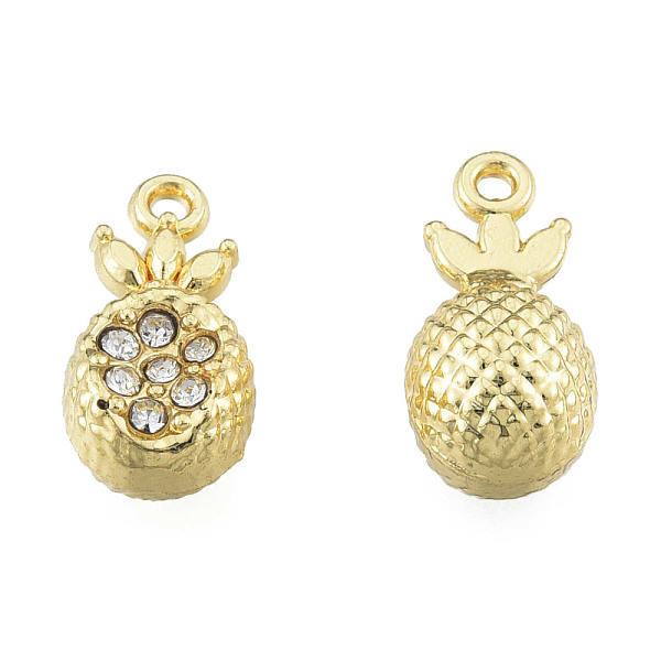

PandaHall Rack Plating Alloy Pendants, with Crystal Rhinestone, Cadmium Free & Nickel Free & Lead Free, Pineapple, Light Gold..., Clear