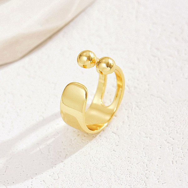 

PandaHall Real 18K Gold Plated Brass Open Cuff Rings, Round, No Size Brass Round