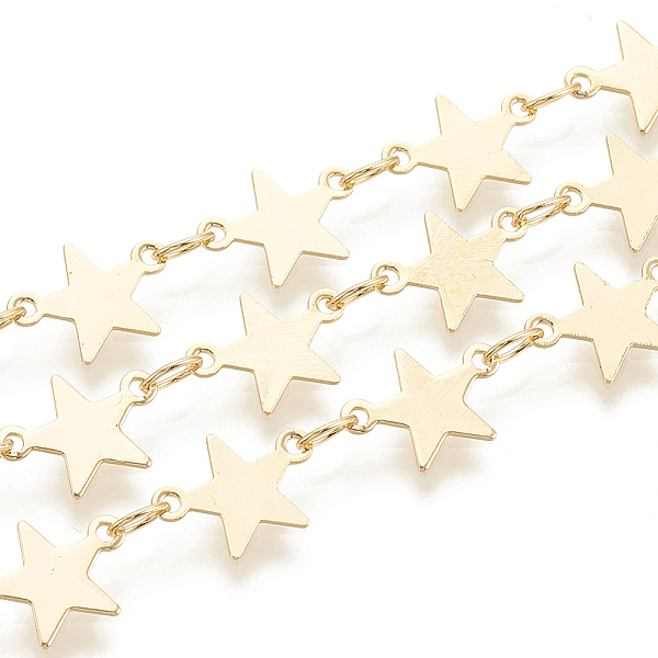 

PandaHall Handmade Brass Beaded Chains, Soldered, with Spool, Star, Nickel Free, Real 18K Gold Plated, 3.7x3x0.3mm, about 82.02 Feet...