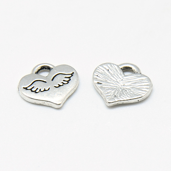 

PandaHall Tibetan Style Alloy Charms, Heart with Wing, Cadmium Free & Lead Free, Antique Silver, 9.5x10x1.5mm, Hole: 1.5mm Alloy Heart