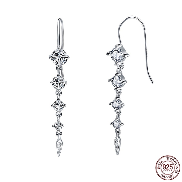 

PandaHall Rhodium Plated 925 Sterling Silver Teardrop Tassel Dangle Earrings for Women, with S925 Stamp, Real Platinum Plated, 50x7.5mm...