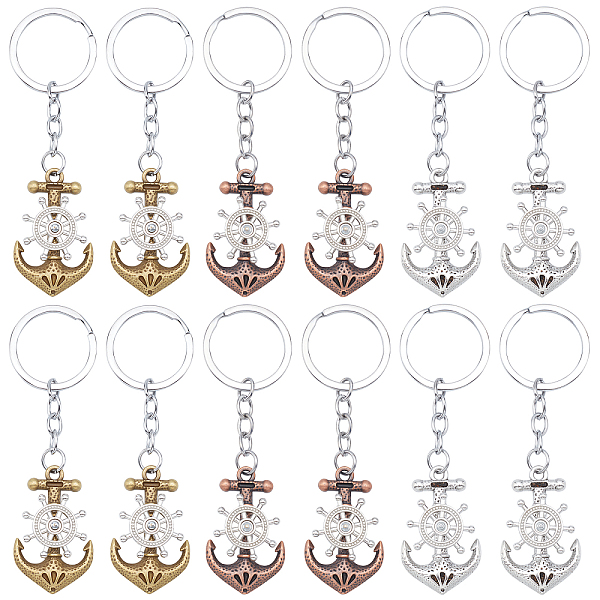 

PandaHall ARRICRAFT 12Pcs 3 Colors Alloy Pendant Keychain, with Iron Key Rings, Anchor & Helm, Platinum, 10cm, Pendant: 45x27x9mm, Ring...