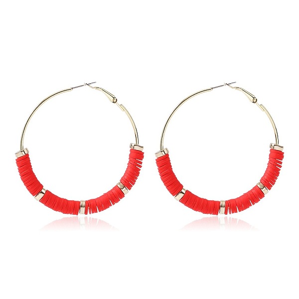 

PandaHall Bohemia Style Colorful Clay Beads Hoop Earrings, Ring Other