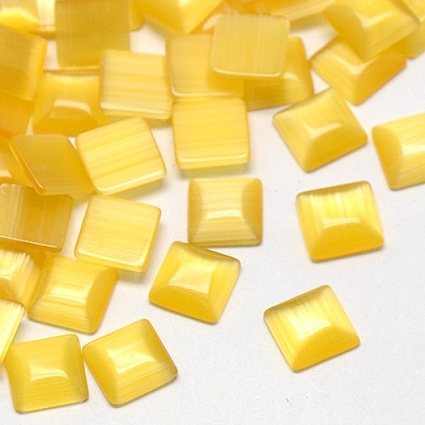 

PandaHall Cat Eye Cabochons, Square, Gold, 10x10x2.5mm Glass Square Gold