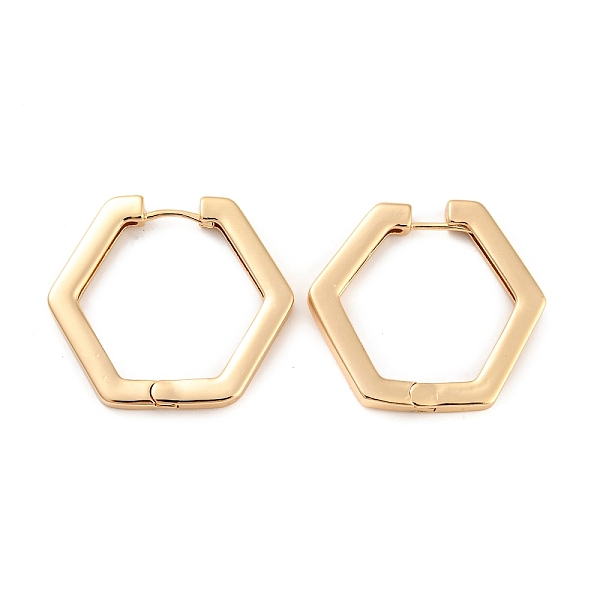 

PandaHall Brass Hoop Earrings, Hexagon, Light Gold, 27.5x3mm Brass Hexagon