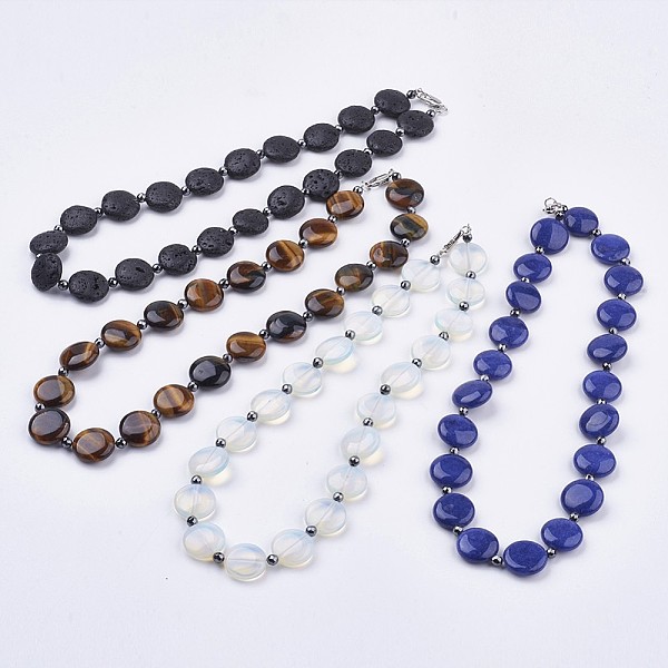 

PandaHall Natural & Synthetic Mixed Stone Beaded Necklaces, with Non-Magnetic Synthetic Hematite Beads & Platinum Plated Brass Lobster Claw...