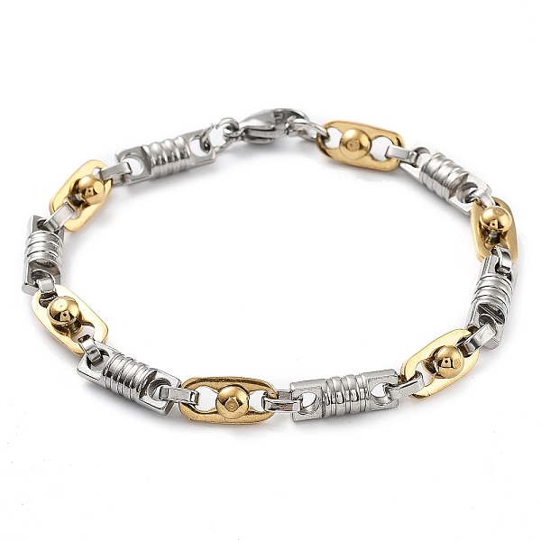 

PandaHall Vacuum Plating 304 Stainless Steel Oval Rectangle Link Chain Bracelet for Men Women, Golden & Stainless Steel Color, 8-7/8 inch...