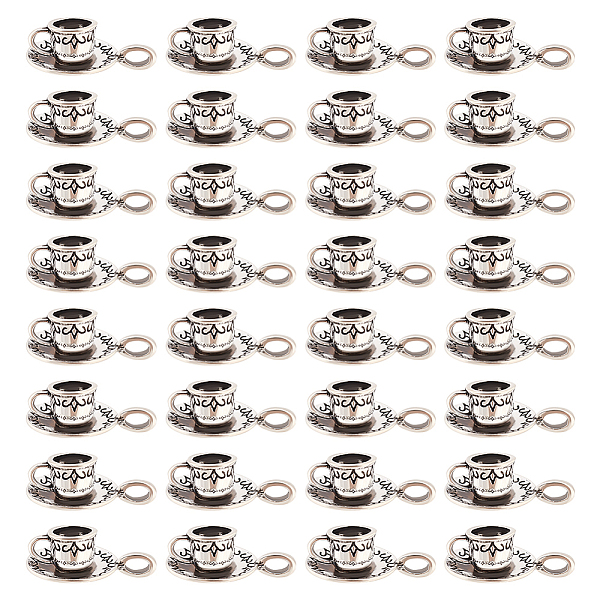 PandaHall DICOSMETIC 50Pcs 3D Cup Charm Coffee Cup Pendant Alloy Tibetan Style Coffee Pendant Antique Silver Charm DIY Bracelet Necklace...