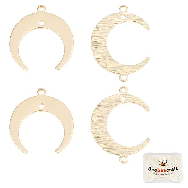 

PandaHall Beebeecraft 1 Box 20Pcs Moon Charms 18K Gold Plated Brass 2 Style Crescent Moon Links Connector with 2/3 Hole for Jewelry Making...