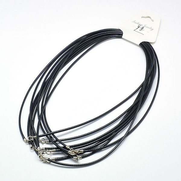 

PandaHall Waxed Cotton Cords, for Necklace Making, with 925 Sterling Silver Findings and Spring Ring Clasps, Black, 18 inch(45.8cm) Waxed...