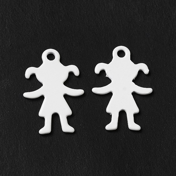 

PandaHall Spray Painted 201 Stainless Steel Pendants, Girl Charm, White, 16x11x0.5mm, Hole: 1.4mm 201 Stainless Steel Human White