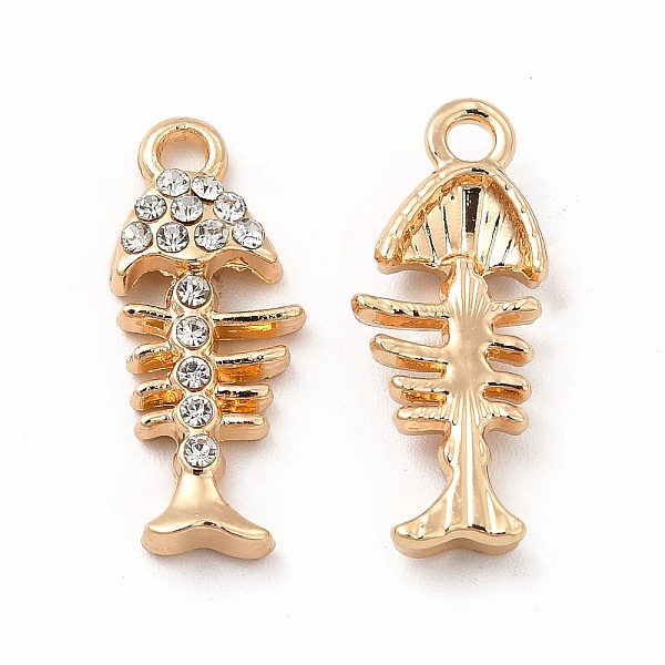 

PandaHall Rack Plating Eco-friendly Alloy Rhinestone Pendants, Fishbone Charm, Golden, Crystal, 22x8.5x3.5mm, Hole: 2mm Alloy+Rhinestone..., Clear