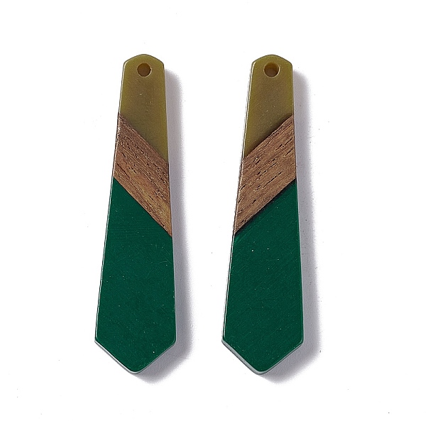 

PandaHall Opaque Resin & Walnut Wood Pendants, Hexagon Charms, Dark Green, 49x12x3mm, Hole: 2mm Resin+Wood Hexagon