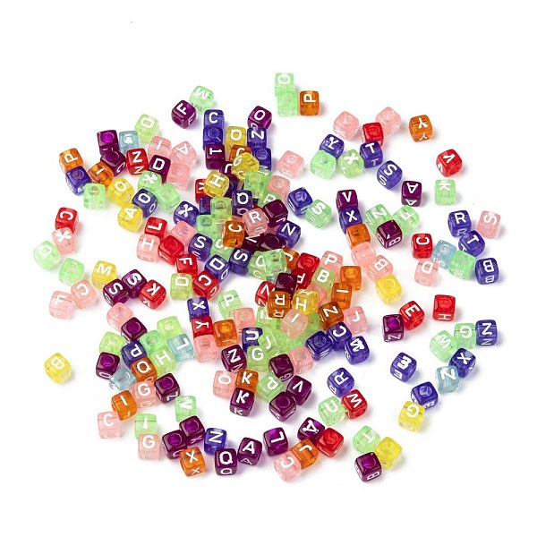 

PandaHall Transparent Large Hole Acrylic European Beads, Horizontal Hole, Cube with Letter, Mixed Color, 6x6x6mm, Hole: 3.5~4mm Acrylic Cube..., Multicolor