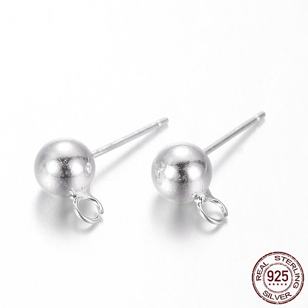 

PandaHall Round 925 Sterling Silver Ear Stud Findings, Earring Posts, Silver, 17mm, Hole: 2mm, Pin: 0.7mm Sterling Silver