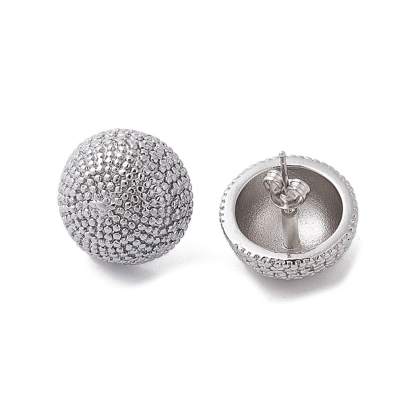 

PandaHall Brass Stud Earrings, Half Round, Platinum, 17mm Brass Half Round