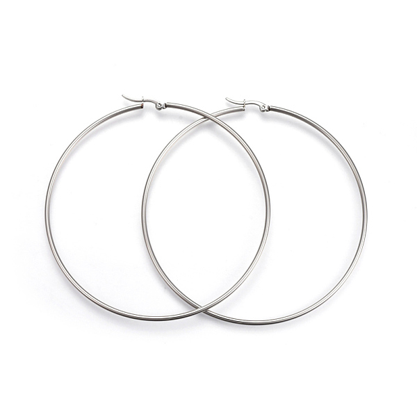 

PandaHall 201 Stainless Steel Big Hoop Earrings, with 304 Stainless Steel Pin, Hypoallergenic Earrings, Ring Shape, Stainless Steel Color...