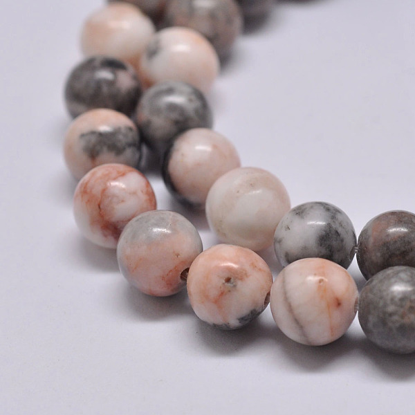 

PandaHall Natural Pink Zebra Jasper Beads Strands, Round, 6mm, Hole: 1mm, about 61pcs/strand, 15.2 inch Zebra Jasper Round