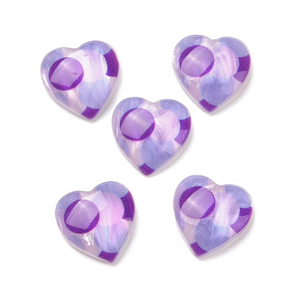 

PandaHall Printed Opaque Resin Cabochons, Heart, Purple, Round Pattern, 14x14x4mm Resin Round Purple
