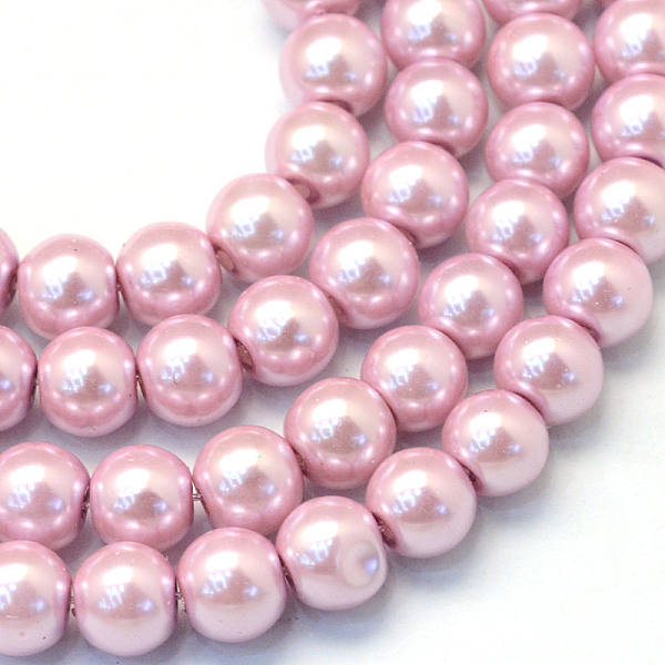 

PandaHall Baking Painted Glass Pearl Bead Strands, Pearlized, Round, Flamingo, 3~4mm, Hole: 0.5mm, about 195pcs/strand, 23.6 inch Glass..., Pink