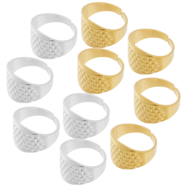 

PandaHall GORGECRAFT 1 Box 10Pcs 4 Colors Sewing Thimble Ring Embroidery Finger Protector Shield Adjustable Hand Working Needle Safety Alloy...