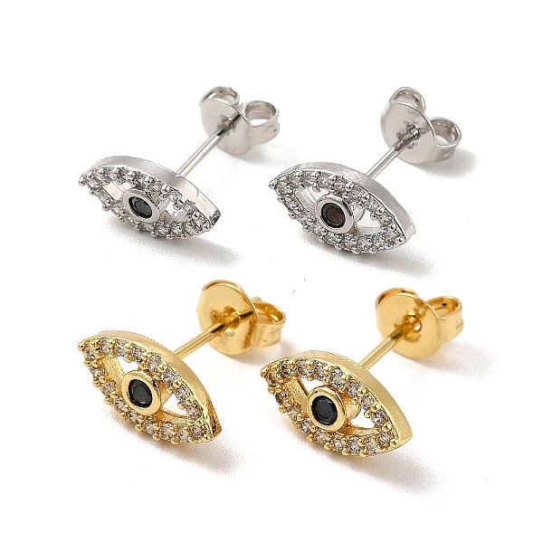 

PandaHall Cubic Zirconia Hollow Out Horse Eye Stud Earrings, Rack Plating Brass Jewelry for Women, Cadmium Free & Lead Free, Mixed Color..., Clear