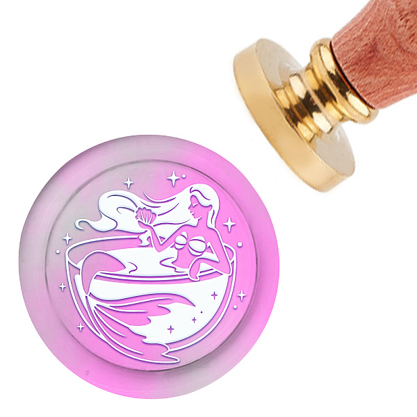 

PandaHall Brass Wax Seal Stamp with Handle, for DIY Scrapbooking, Mermaid Pattern, 3.5x1.18 inch(8.9x3cm) Brass Mermaid