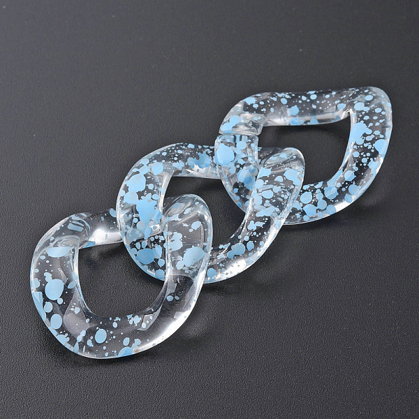 

PandaHall Transparent Acrylic Linking Rings, Quick Link Connectors, for Curb Chains Making, Twist Oval, Light Sky Blue, 40x33x10mm, Inner...
