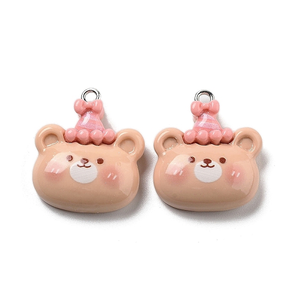 

PandaHall Opaque Resin Pendants, Cartoon Charms, Bear with Hat, 24x20.5x7mm, Hole: 2mm Resin Bear Brown