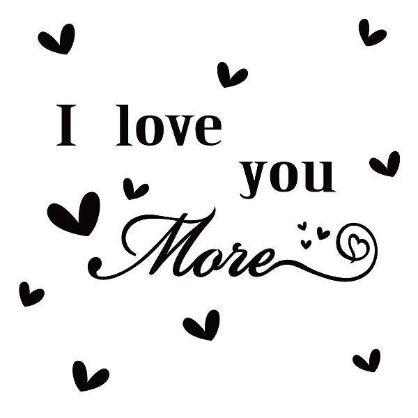 

PandaHall SUPERDANT I love you More Wall Decal Heart Shape with Text Inspirational Wall Art Removable PVC Wall Sticker for Bedroom Living..., Black