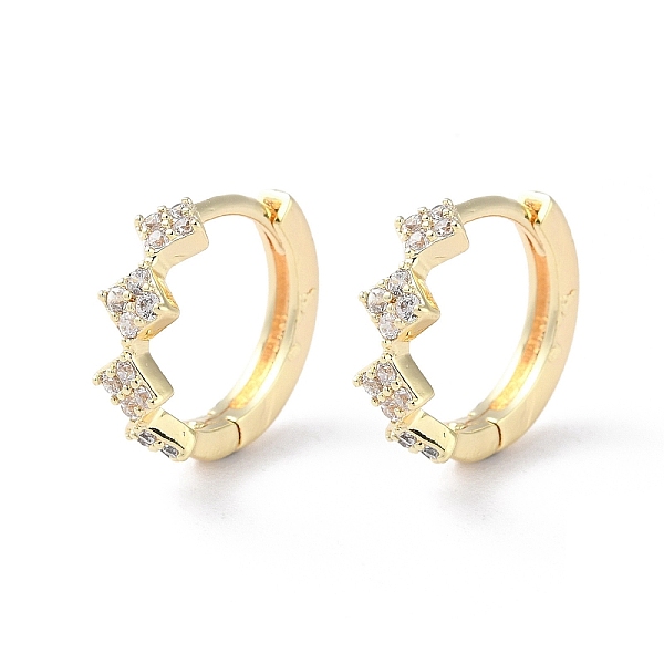 

PandaHall Brass Micro Pave Cubic Zirconia Hoop Earrings, Rhombus, Real 18K Gold Plated, 12x4mm Cubic Zirconia Rhombus Clear