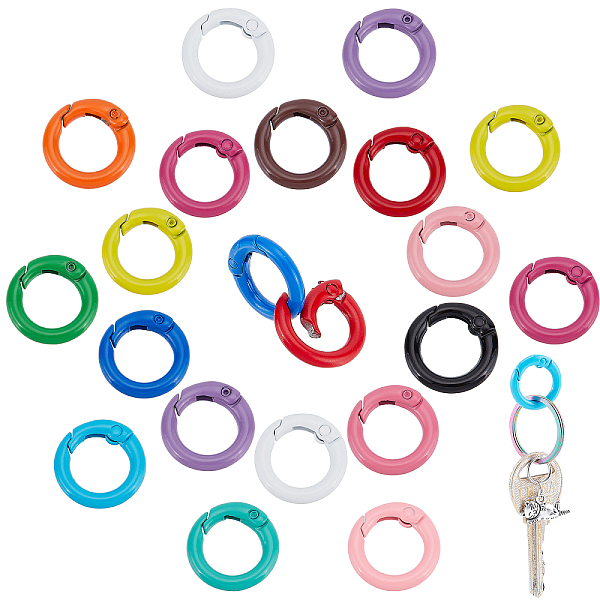 

PandaHall PH 30pcs 15 Colors Spring O Rings, 20mm Spring Ring Clasp O Rings Round Keychain Key Ring Clips Snap Clip Hook Trigger Spring..., Multicolor