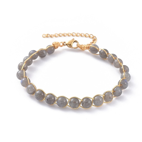 

PandaHall Natural Labradorite Bracelets, with 304 Stainless Steel Findings, Round, 7-3/8 inch~7-1/2 inch(18.6~19cm) Labradorite