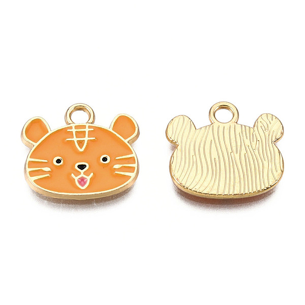 

PandaHall Light Gold Plated Alloy Enamel Pendants, Cadmium Free & Lead Free, Tiger, Orange, 13.5x15x1.5mm, Hole: 1.8mm Alloy+Enamel Tiger...