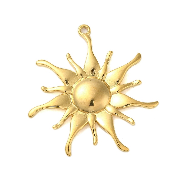 

PandaHall 304 Stainless Steel Pendants, Sun Charm, Real 18K Gold Plated, 35.5x23.5x5.5mm, Hole: 2.5mm 304 Stainless Steel Sun
